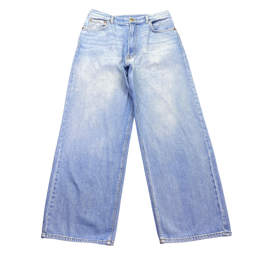 B Sides Blue Jean Womens 30 Wide Leg High Rise Light Wash Denim USA VTG Skater